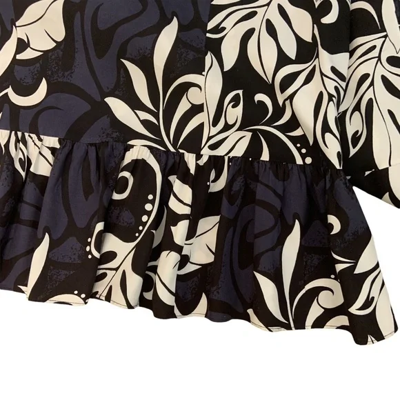 Vintage Hilo Hattie Womens Midi Dress Made in Hawaii Black White Size M Ruffle - Picture 8 of 11